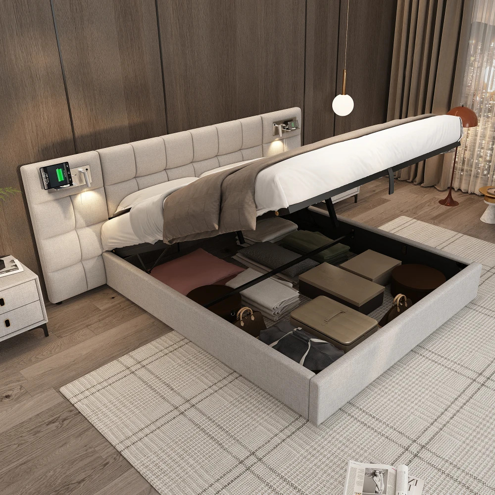 Taastrup Double Bed 180x200 cm with Storage, LED Lighting, and USB-C - Image 2