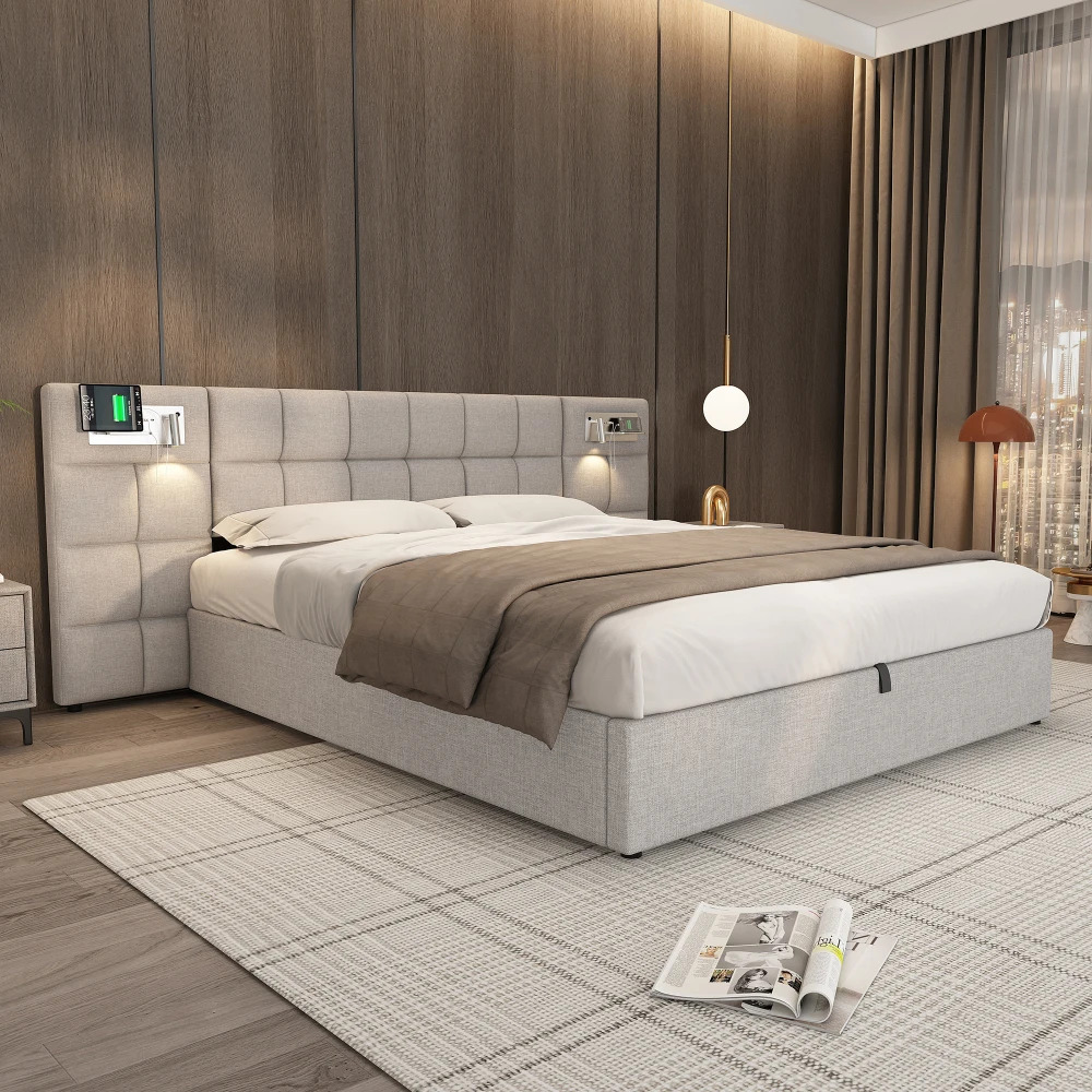 Taastrup Double Bed 180x200 cm with Storage, LED Lighting, and USB-C - Image 3