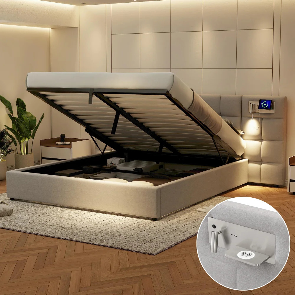Taastrup Double Bed 180x200 cm with Storage, LED Lighting, and USB-C - Image 4