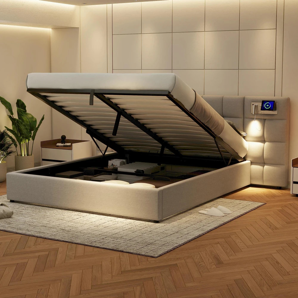Taastrup Double Bed 180x200 cm with Storage, LED Lighting, and USB-C - Image 6