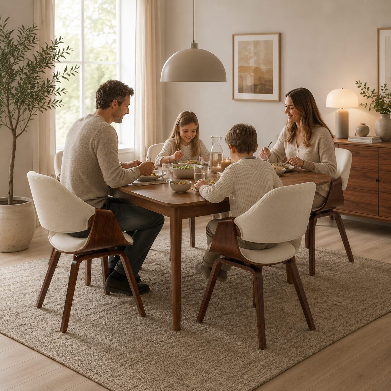 Norrtälje Dining Chair – Walnut Wood Frame with Upholstered Seat - Image 3