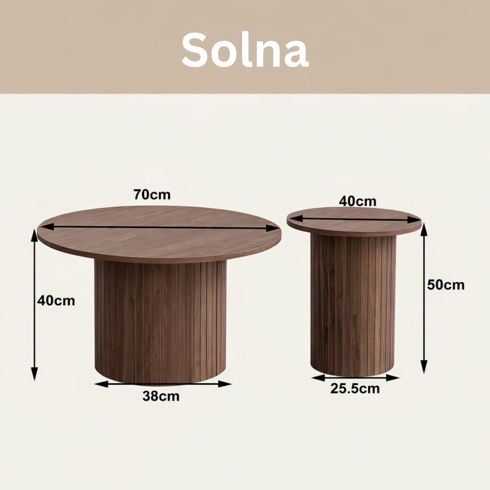 Solna Salontafel Set – Scandinavisch Ontwerp, Natuurlijke Afwerking - Afbeelding 3