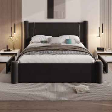 Roskilde Bed 160x200 cm with Storage – Black Velvet