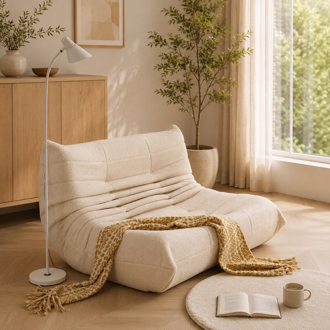 Stavanger 2-Seater Sofa – Beige Bouclé, Scandinavian Comfort