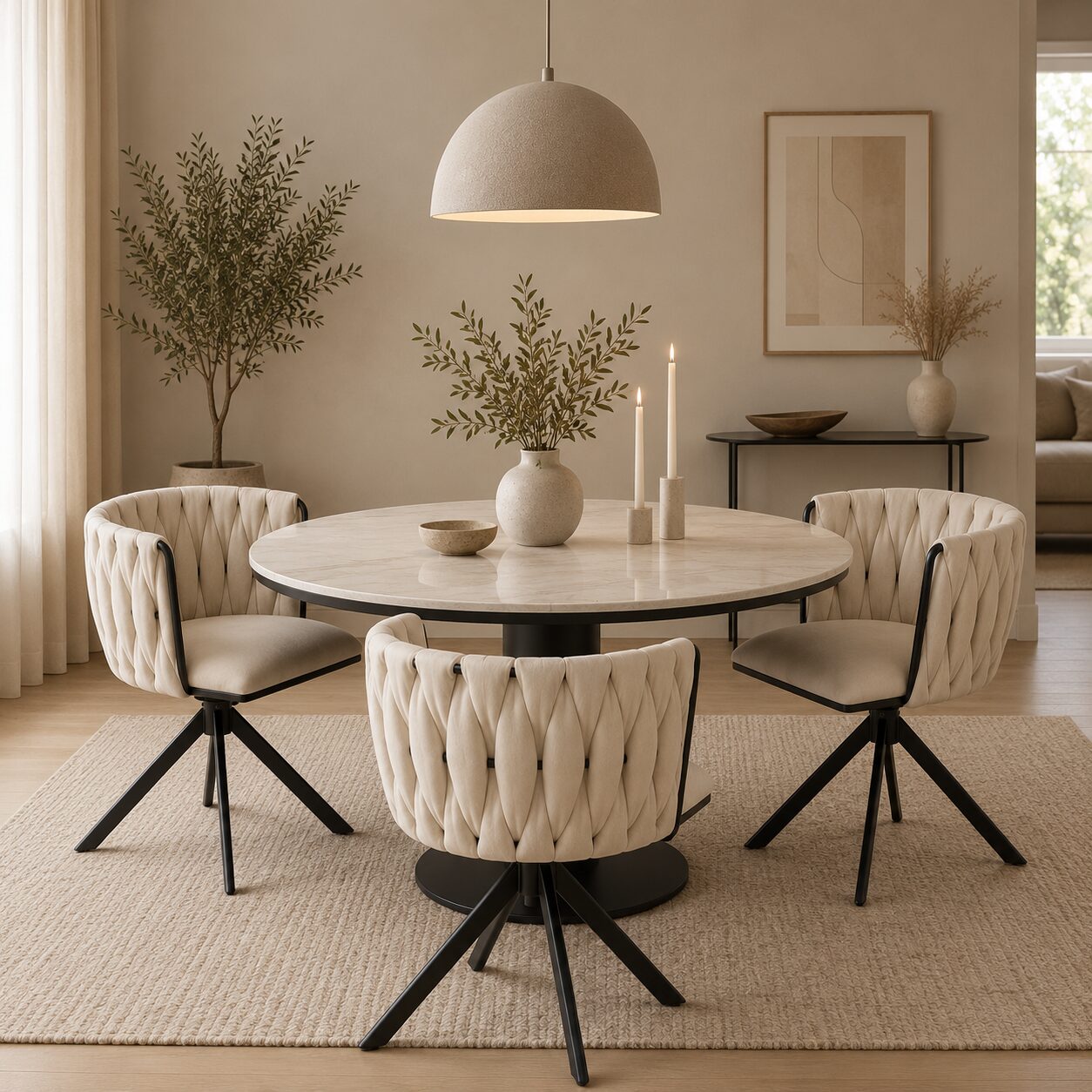 Kungsbacka Beige – 180° Swivel Dining Chair in Luxurious Velvet