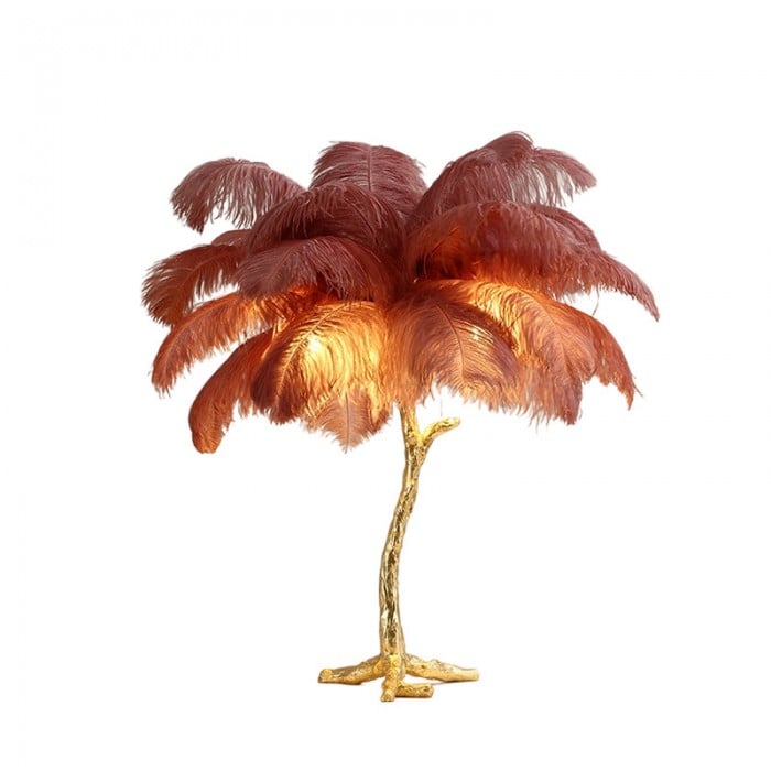Amèlie Table Lamp – Ostrich Feather Lamp with Copper Base - Afbeelding 10