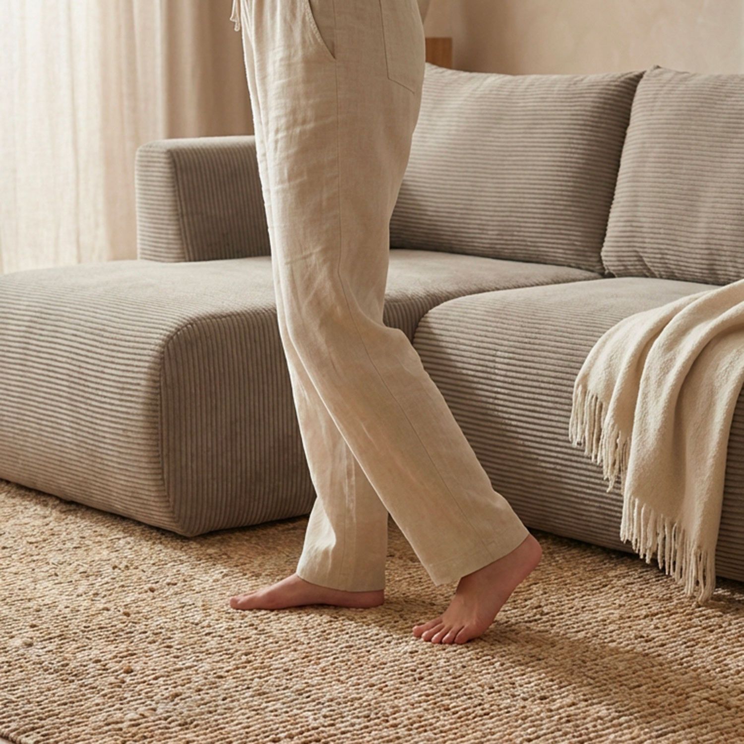 Arendal Corner Sofa – Left Facing – 4 Seater – Light Taupe Corduroy - Afbeelding 4