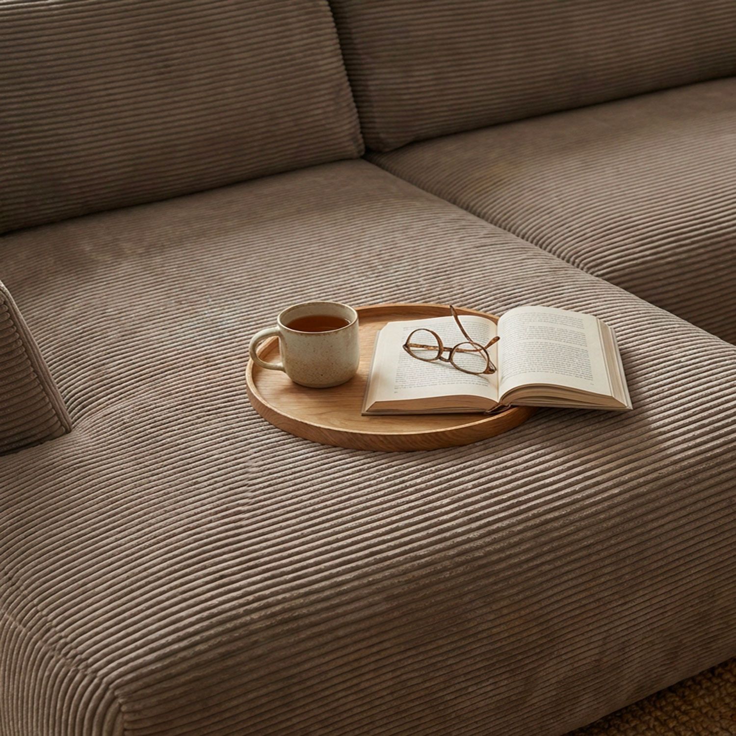 Arendal Corner Sofa – Left Facing – 4 Seater – Light Taupe Corduroy - Afbeelding 5