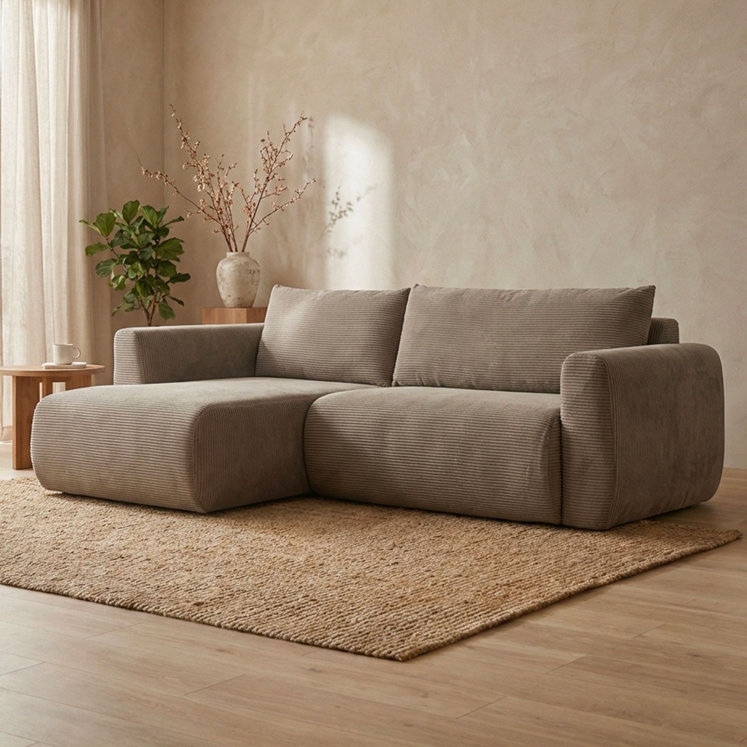 Arendal Corner Sofa – Left Facing – 4 Seater – Light Taupe Corduroy - Afbeelding 8
