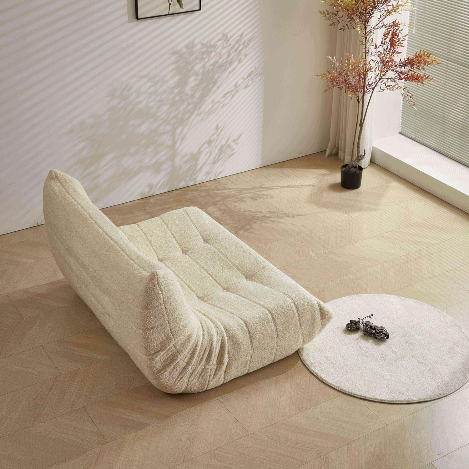 Stavanger 2-Seater Sofa – Beige Bouclé, Scandinavian Comfort - Afbeelding 5