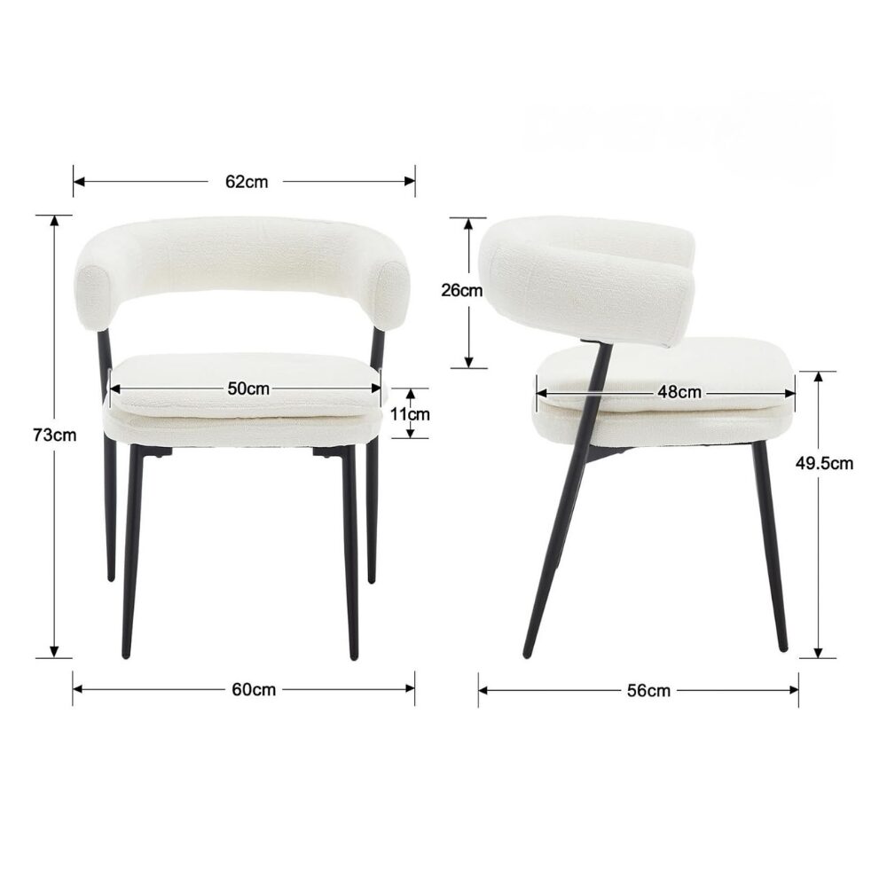 Djursholm White Dining Chair – 2 Pack - Afbeelding 4