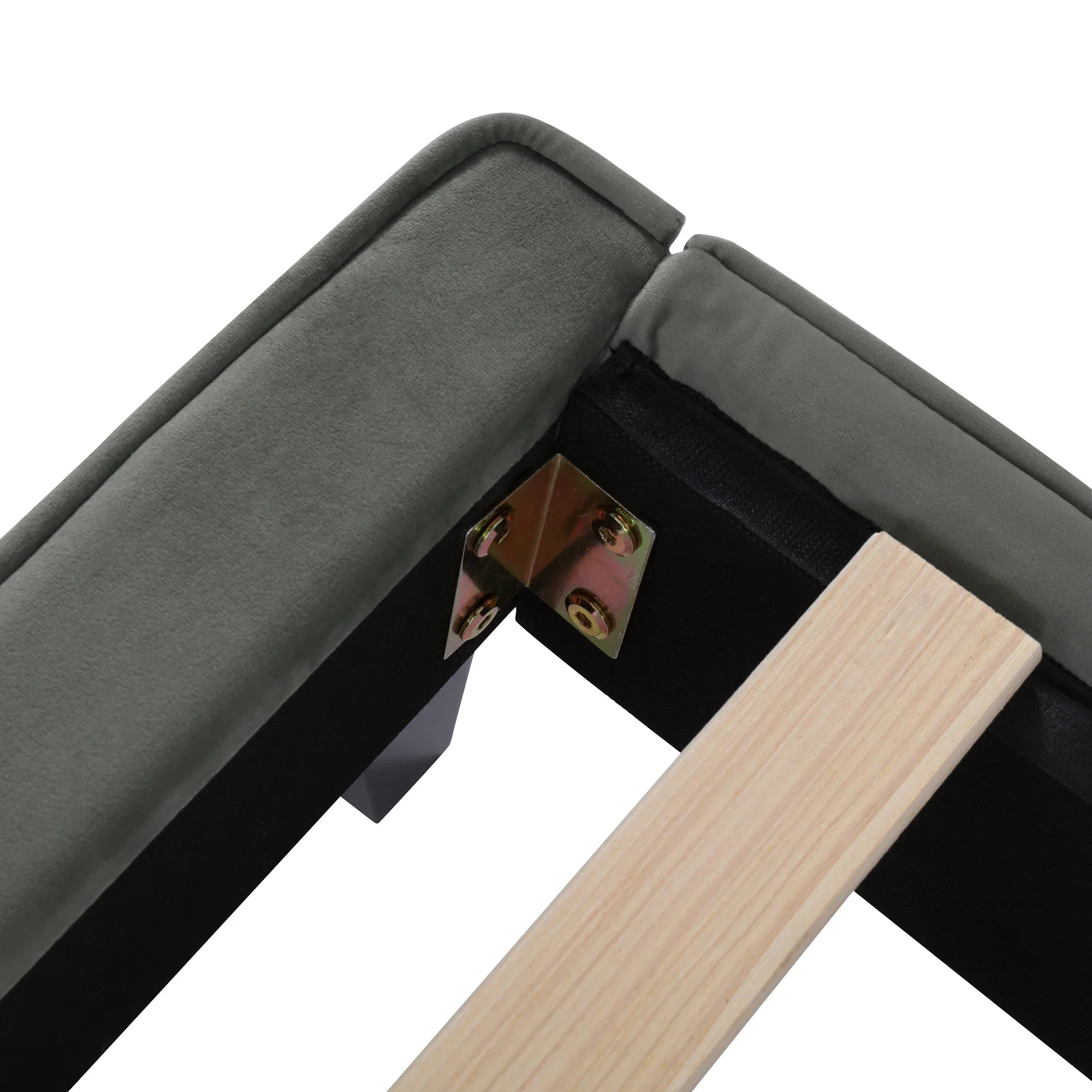 Herning Tweepersoonsbed 180x200 cm – Grijs Velours met Verhoogde Rugleuning - Afbeelding 4