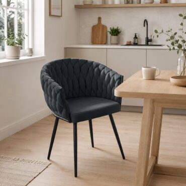 Alta Dining Chair – Grey Velvet Modern Armchair