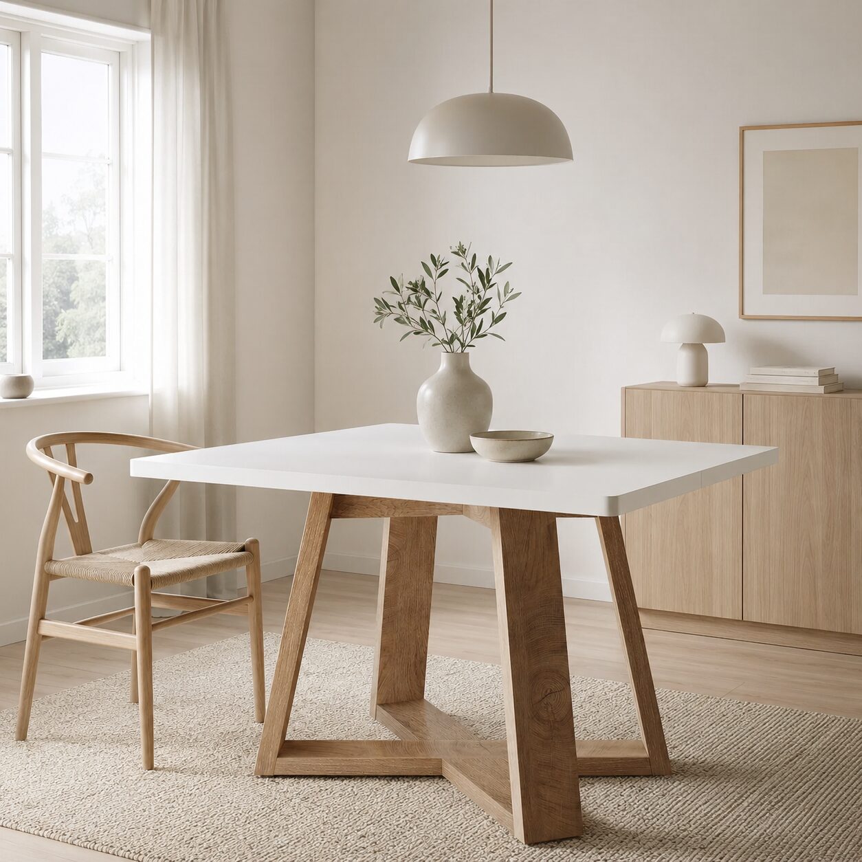 Linköping Dining Table – White & Natural Wood