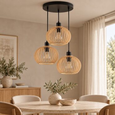 Arboga Wooden Triple Pendant Lamp