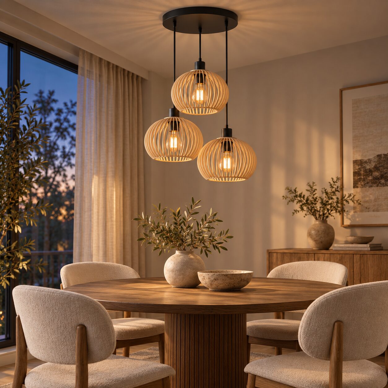 Arboga Wooden Triple Pendant Lamp - Image 2
